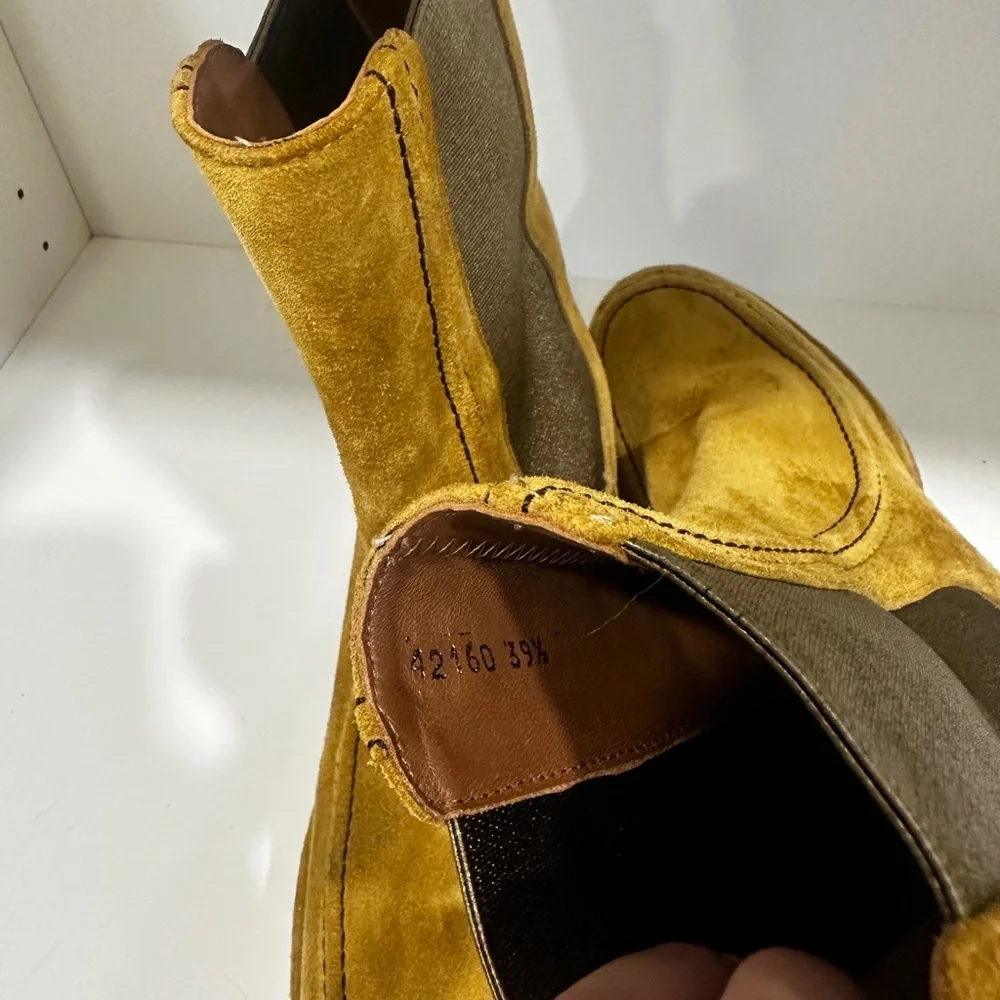 Tan Suede Platform Ankle Boots - Picture 3 of 7